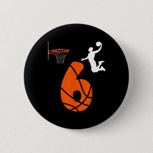 Badge Rond 5 Cm Enfants 6 ans Slam Dunk C'est mon 6 anniversaire B