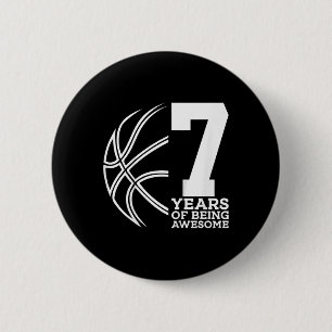 Badge Rond 5 Cm Enfants 7 ANS D'ÊTRE UN BASKETBALL INCROYABLE 7E N