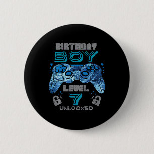Badge Rond 5 Cm Enfants 7e anniversaire Joueur Niveau 7 Débloqué V