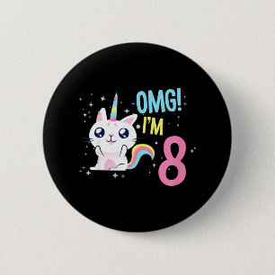 Badge Rond 5 Cm Enfants 8 ans fille Anniversaire tenue Unicorn Cha