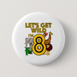 Badge Rond 5 Cm Enfants 8 ans Zoo Anniversaire Chemise Safari Jung