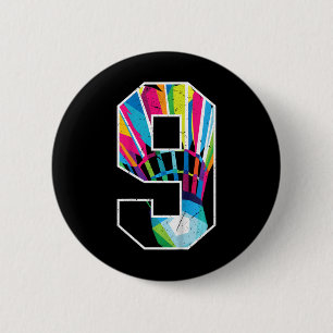 Badge Rond 5 Cm Enfants 9e anniversaire garçon Dminton Joueur Dmin