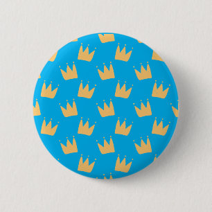 Badge Rond 5 Cm Enfants à couronne jaune bleu customisé