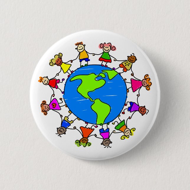 Badge Rond 5 Cm Enfants américains (Devant)