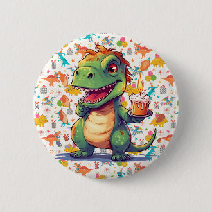 Badge Rond 5 Cm Enfants Anniversaire Dino Personnalisé 