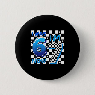 Badge Rond 5 Cm Enfants Bleu à Carreaux J'avais 6 ans Maintenant J