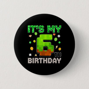 Badge Rond 5 Cm Enfants C'est mon 6ème anniversaire Garçon Jeux Pi