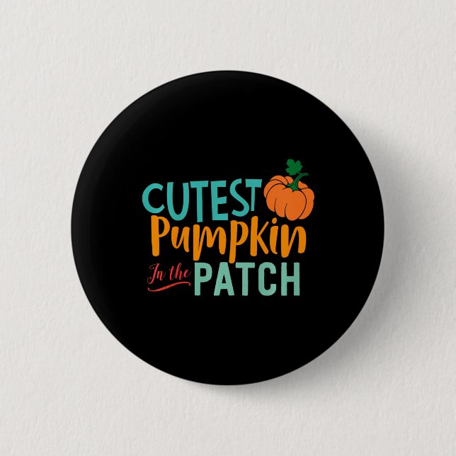 Badge Rond 5 Cm Enfants Citrouille Cutest Dans Le Patch Fun Automn (Devant)