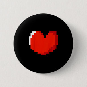 Badge Rond 5 Cm Enfants Coeur Pixel Art Valentines Jour Amour Jeu 