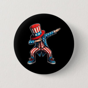 Badge Rond 5 Cm Enfants Dabbing Boy American Drapeau Us Patriotiqu