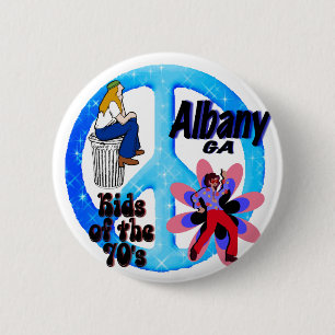 Badge Rond 5 Cm Enfants d'Albany du bouton des années 70