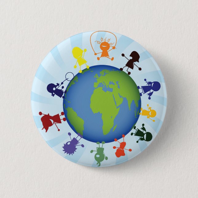 Badge Rond 5 Cm Enfants dans le monde entier (Devant)