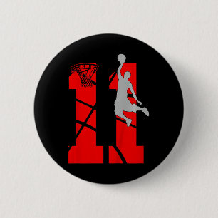 Badge Rond 5 Cm Enfants de 11 ans 11e Fête d'anniversaire de baske