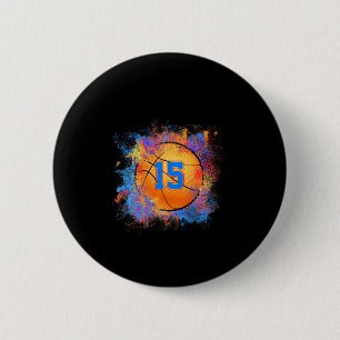 Badge Rond 5 Cm Enfants de 15 ans 15e anniversaire Bysketbyll Enfa