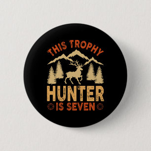 Badge Rond 5 Cm Enfants de 7 ans Chasse Anniversaire Fête Canard C