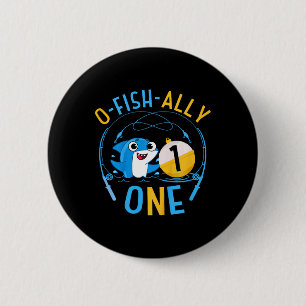 Badge Rond 5 Cm Enfants De poisson officiellement un 1er anniversa