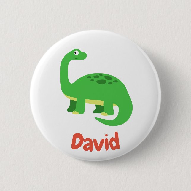 Badge Rond 5 Cm Enfants Diplodocus Dinosaur Anniversaire Nom perso (Devant)