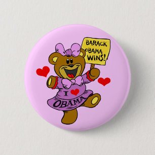 BADGE ROND 5 CM ENFANTS D'OURS DE VICTOIRES D'OBAMA