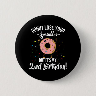 Badge Rond 5 Cm Enfants Drôle 2ème Anniversaire Thème Donut Second