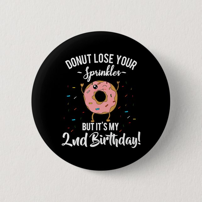 Badge Rond 5 Cm Enfants Drôle 2ème Anniversaire Thème Donut Second (Devant)