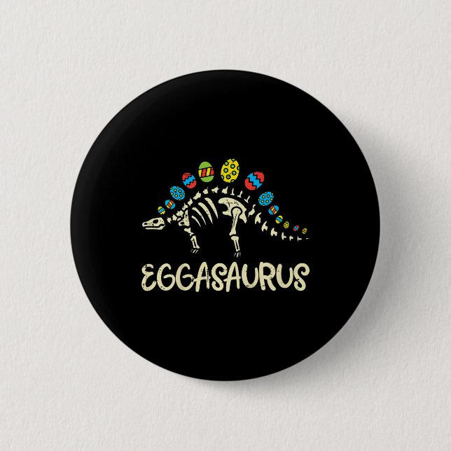Badge Rond 5 Cm Enfants Eggasaurus Pâques Stegosaurus Dinosaure Ga (Devant)