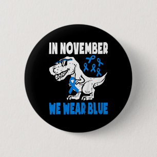 Badge Rond 5 Cm Enfants En Novembre Nous Portons Blue Diabetes Sen