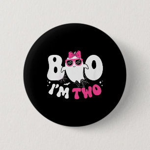 Badge Rond 5 Cm Enfants Fantôme Boo Je suis deux fille de 2e anniv