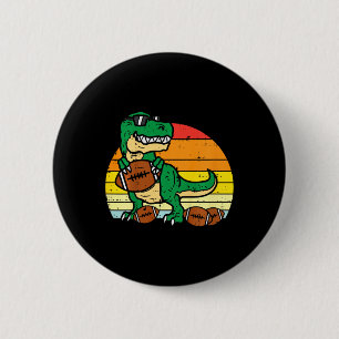Badge Rond 5 Cm Enfants Football Américain Trex Dinosaure Rétro Ga