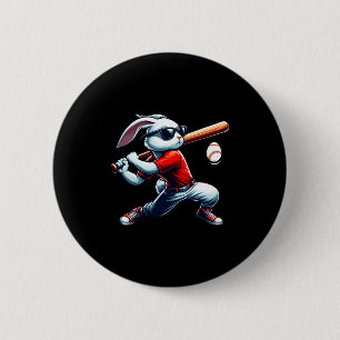 Badge Rond 5 Cm Enfants garçons lapin de Pâques heureux jouant au