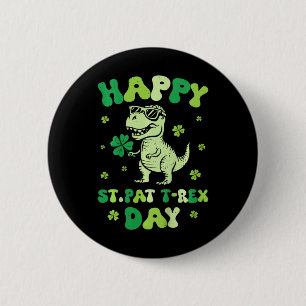 Badge Rond 5 Cm Enfants Groovy Joyeux St Pat T Rex Jour Dino Patri