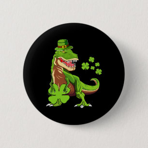 Badge Rond 5 Cm Enfants Heureux St Pat Trex Jour Dino St Patricks