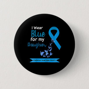 Badge Rond 5 Cm Enfants Je Porte Du Bleu Pour Ma Fille Diabète Lau