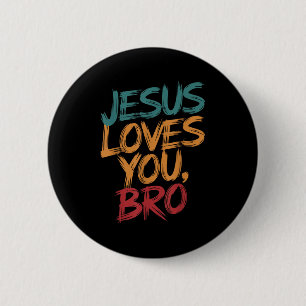 Badge Rond 5 Cm Enfants Jésus Vous Aime Frère Drôle Chrétiens Garç