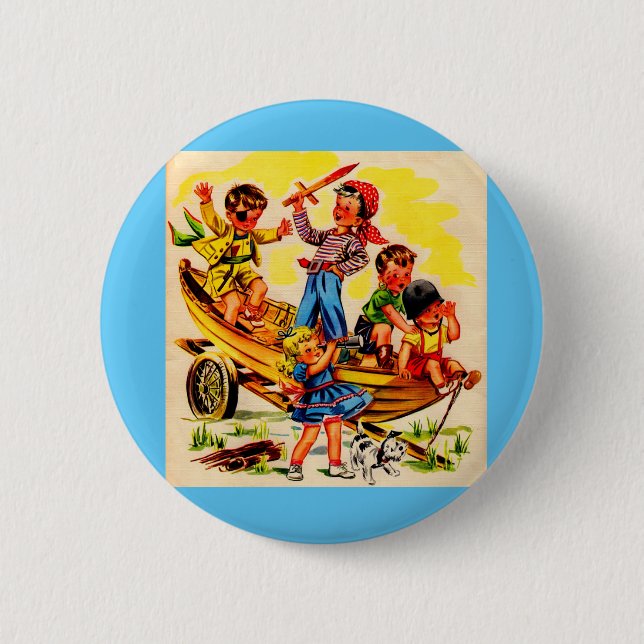 Badge Rond 5 Cm enfants jouant au pirate (Devant)