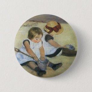 Badge Rond 5 Cm Enfants jouant sur la plage par Mary Cassatt