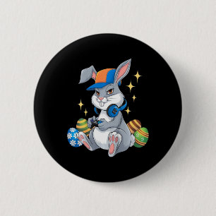 Badge Rond 5 Cm Enfants Joyeux Jour de Pâques Jeu Vidéo Oeufs Bunn