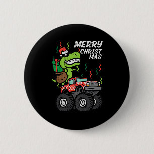 Badge Rond 5 Cm Enfants Joyeux Noël Dino Monster Camion Xmas Trex