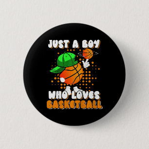 Badge Rond 5 Cm Enfants Juste Un Garçon Qui Aime Bysketbyll Joueur