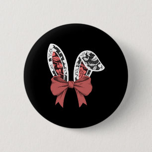 Badge Rond 5 Cm Enfants Lace Blanche Bow Rabbit Oreilles Pâques Bu