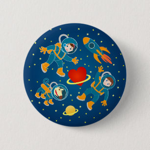 Badge Rond 5 Cm Enfants Les astronautes aiment voyager dans l'espa