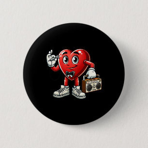 Badge Rond 5 Cm Enfants Mens Retro 80s 90s Disco Danser Coeur Vale