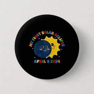 Badge Rond 5 Cm Enfants Mon premier total Éclipse solaire 8 avril