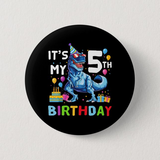 Badge Rond 5 Cm Enfants Monster Camion 5 ans 5e anniversaire garço (Devant)