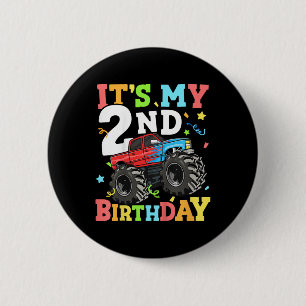 Badge Rond 5 Cm Enfants Monster Camion Mon 2e anniversaire garçon