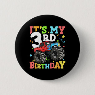 Badge Rond 5 Cm Enfants Monster Camion Mon 3e anniversaire Garçon
