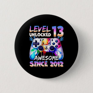 Badge Rond 5 Cm Enfants Niveau 13 Débloqué Joueur de jeux vidéo In