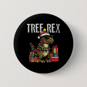 Badge Rond 5 Cm Enfants Noël Dinosaure Arbre Rex Xmas Trex Tout-Pe