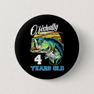 Badge Rond 5 Cm Enfants officielement 4 ans pêcheur 4ème anniversa