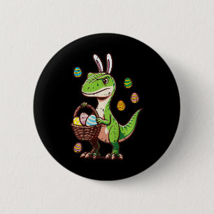 Badge Rond 5 Cm Enfants Pâques Dinosaure Trex Œuf Chasse Garçons E