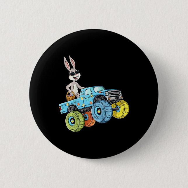 Badge Rond 5 Cm Enfants Pâques Rabbit équitation Monster Camion Fu (Devant)